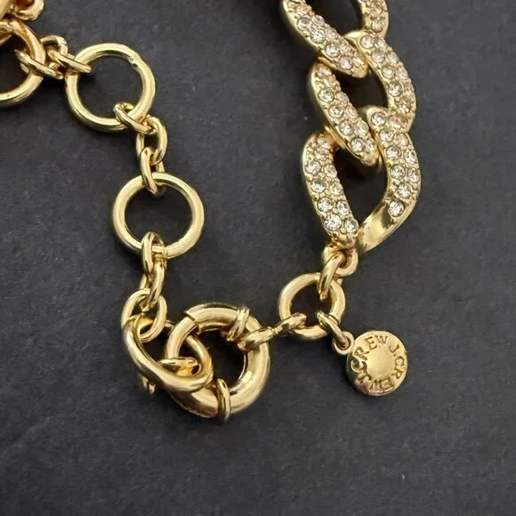 NWOT J. Crew Havana Jones Iced Crystal Gold-Tone Chunky Curb Chain Link Necklace - Picture 5 of 13